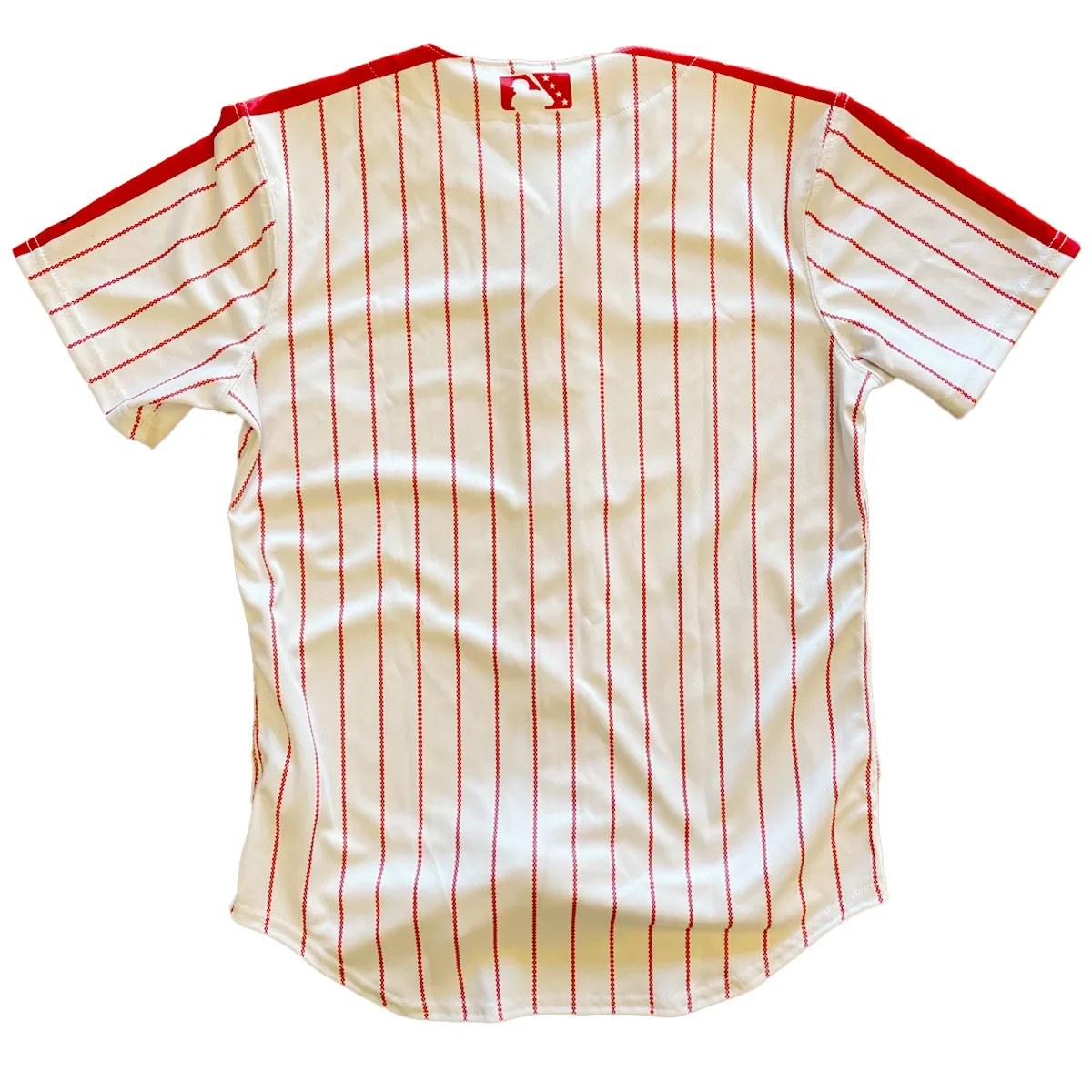 Wilson EvoShield Home Red Pinstripes Adult Replica On-Field Jersey - Image 3